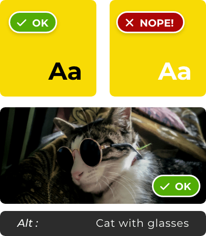 exemples de bonnes pratiques d'accesibilité - contraste et alt images